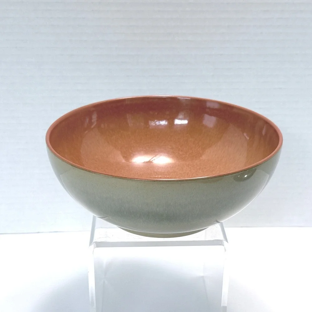 Denby DUETS Stoneware Sage Green and Paprika Cereal Bowl 6.5 Inch Diameter
